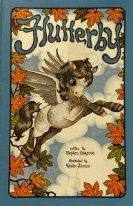Book cover showing a winged horse surrounded by fall leaves